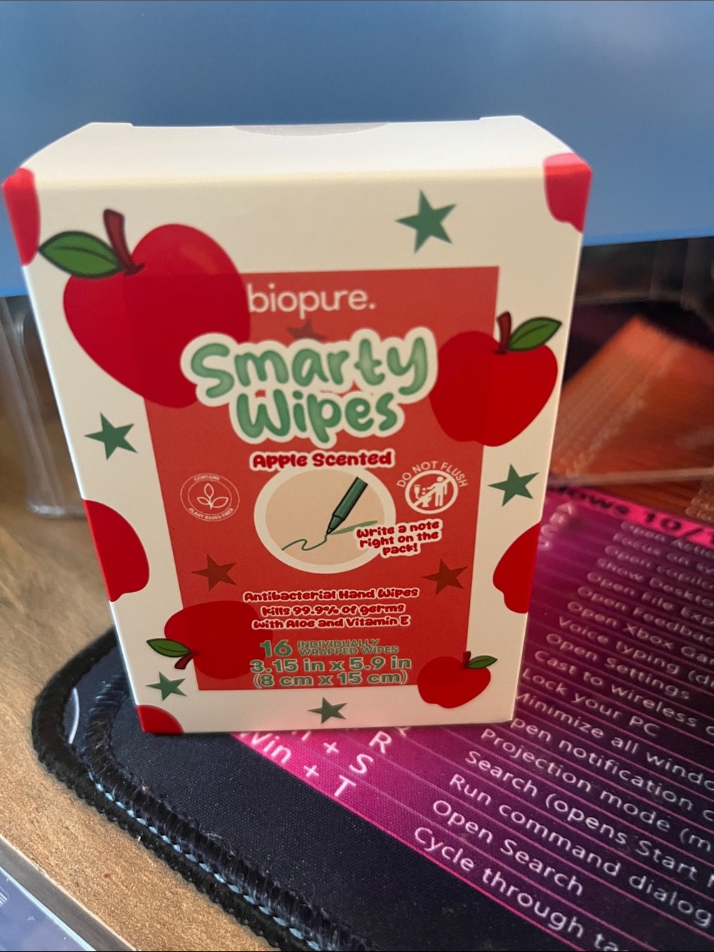 biopure Smarty Wipes Apple Scented Antibacterial Hand Wipes - Red